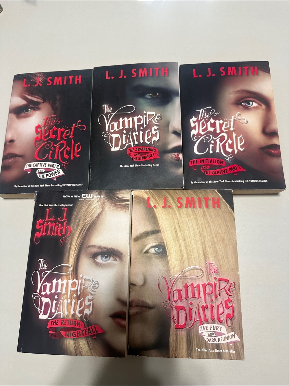 Vampire Diaries & The Secret Circle Paperback Book Set - Black/Red Covers